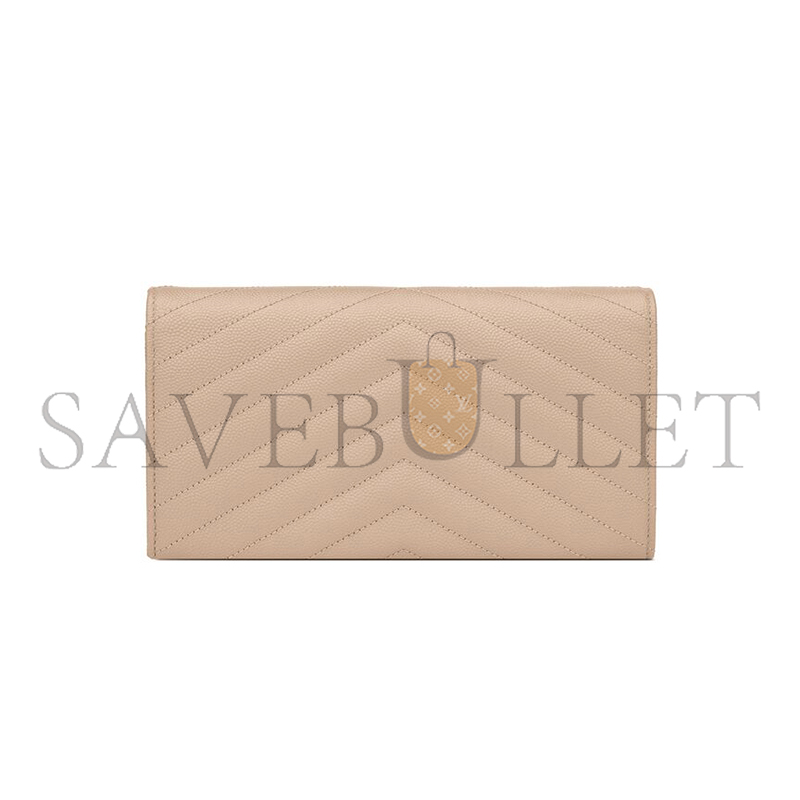 YSL CASSANDRE MATELASSÉ LARGE FLAP WALLET IN GRAIN DE POUDRE LEATHER 372264BOW012721 (19*11*3cm)
