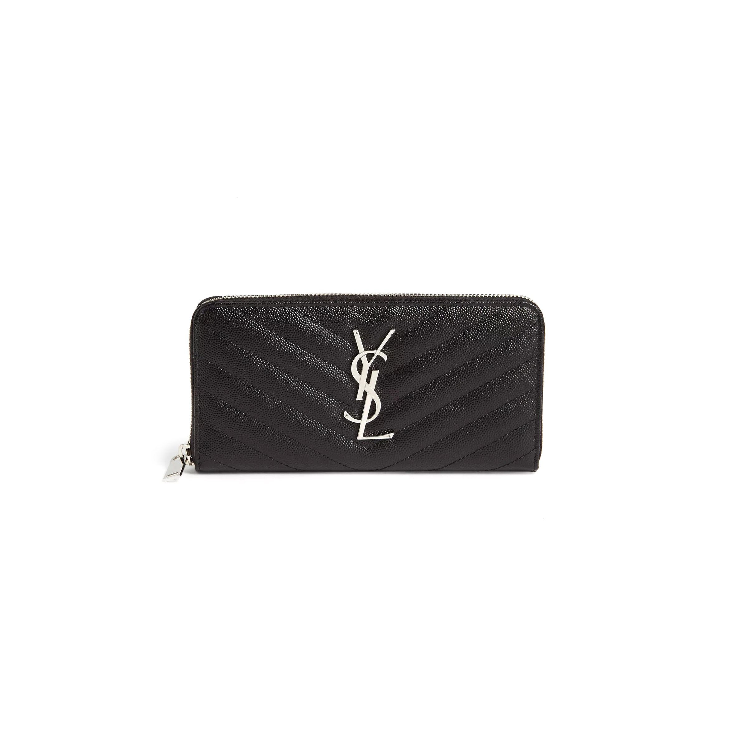 YSL CASSANDRE MATELASSÉ ZIP AROUND WALLET IN GRAIN DE POUDRE LEATHER 358094BOW021000 (19*9.5*2.5cm)