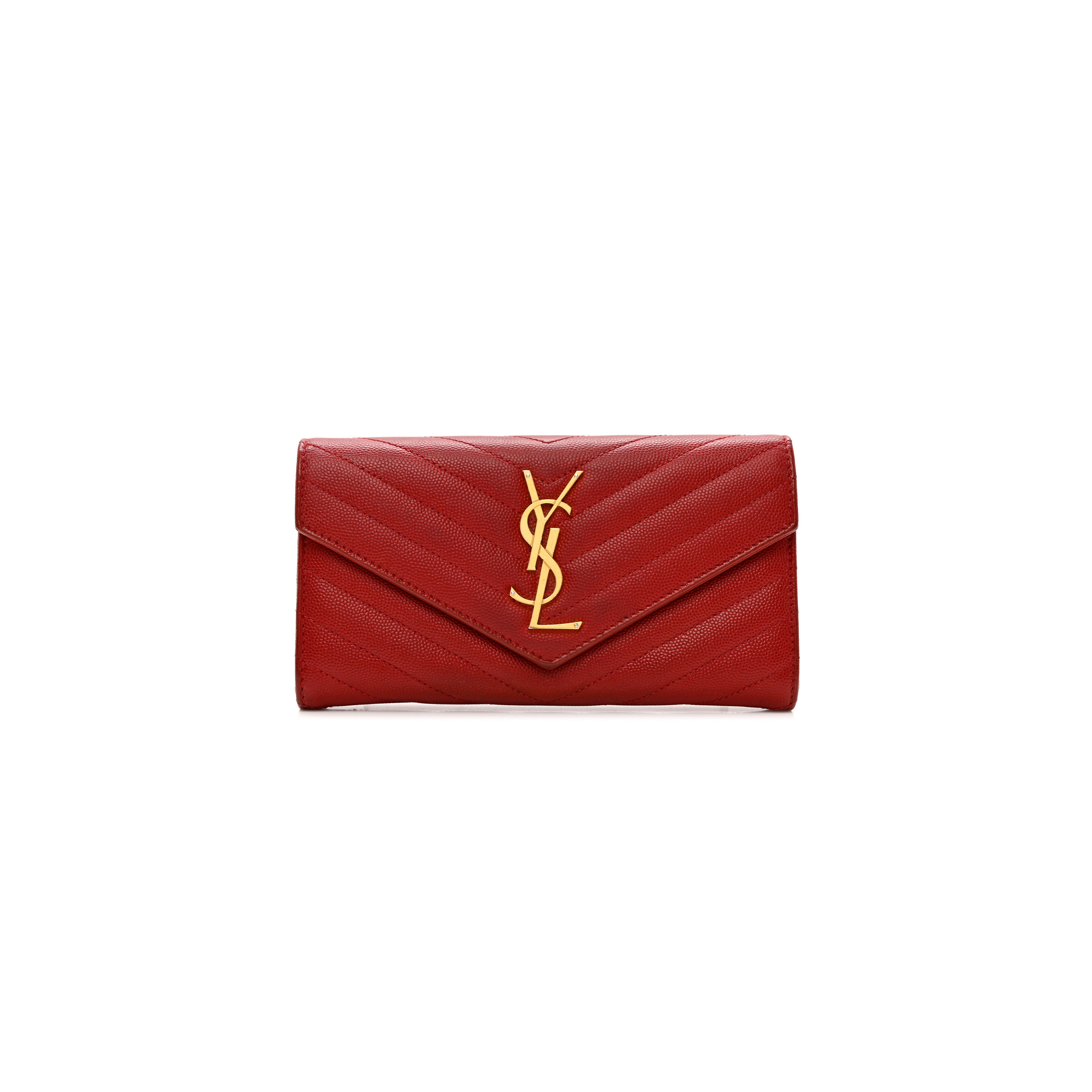 YSL CASSANDRE MATELASSÉ LARGE FLAP WALLET IN GRAIN DE POUDRE LEATHER 372264BOW016805 (19*11*3cm)