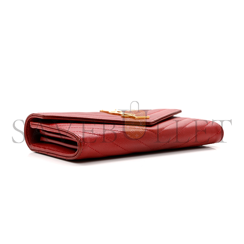 YSL CASSANDRE MATELASSÉ LARGE FLAP WALLET IN GRAIN DE POUDRE LEATHER 372264BOW016805 (19*11*3cm)