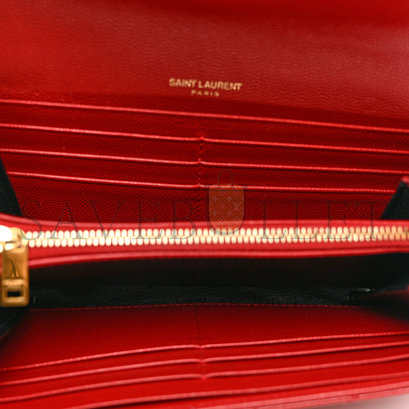 YSL CASSANDRE MATELASSÉ LARGE FLAP WALLET IN GRAIN DE POUDRE LEATHER 372264BOW016805 (19*11*3cm)