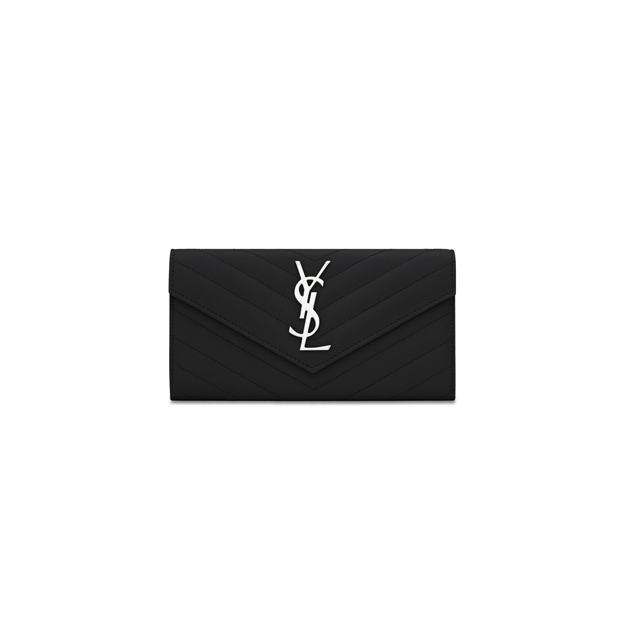 YSL CASSANDRE MATELASSÉ LARGE FLAP WALLET IN GRAIN DE POUDRE LEATHER 372264BOW021000 (19*11*3cm)