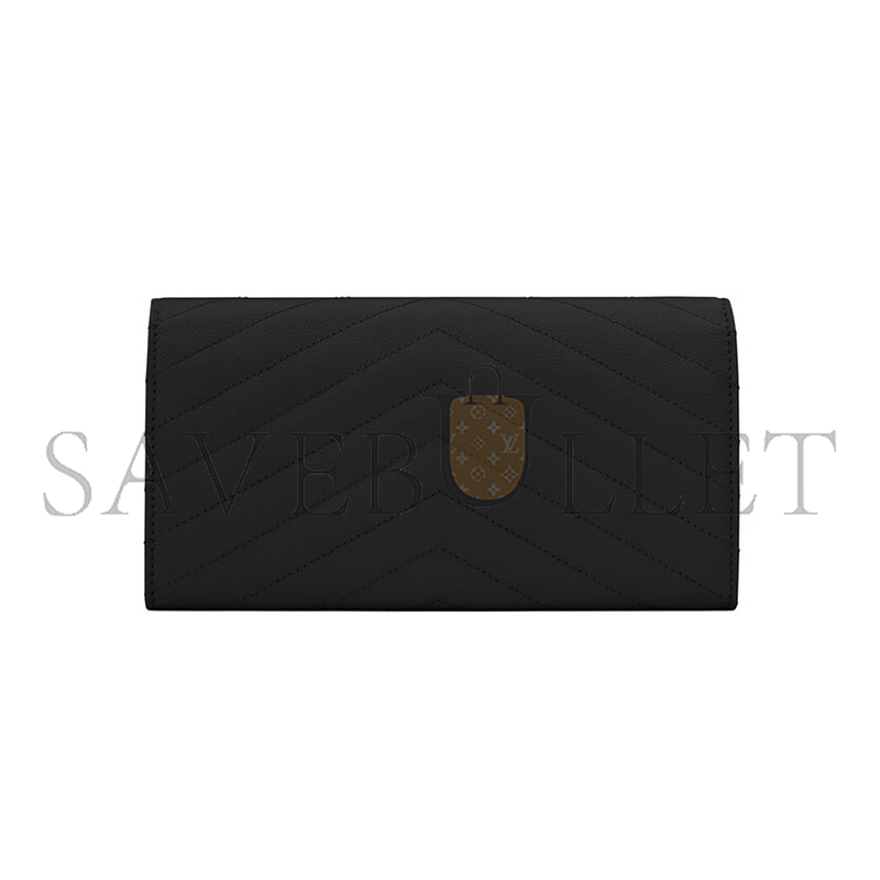 YSL CASSANDRE MATELASSÉ LARGE FLAP WALLET IN GRAIN DE POUDRE LEATHER 372264BOW021000 (19*11*3cm)