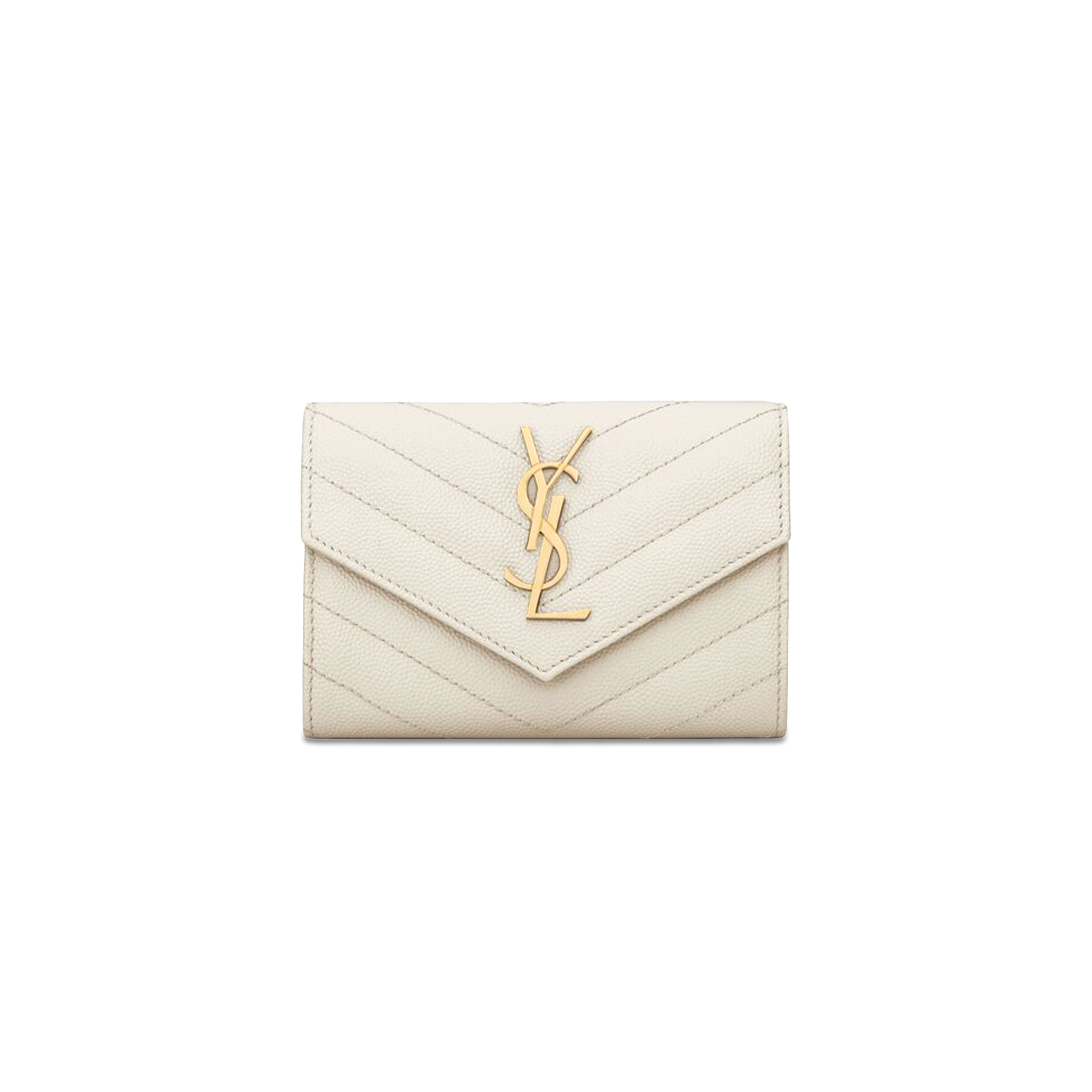 YSL CASSANDRE MATELASSÉ SMALL ENVELOPE WALLET IN GRAIN DE POUDRE LEATHER 414404BOW019207 (13.5*9.5*3cm)