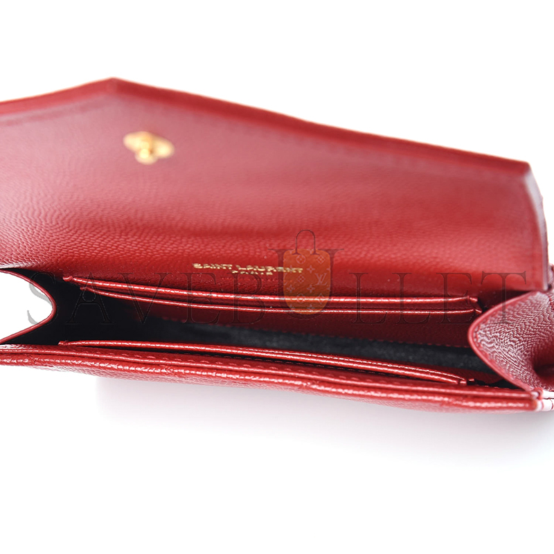 YSL CASSANDRE MATELASSÉ SMALL ENVELOPE WALLET IN GRAIN DE POUDRE LEATHER 414404358527 (13.5*9.5*3cm)