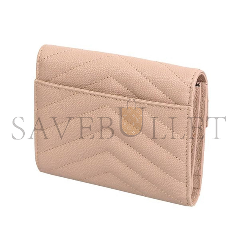 YSL CASSANDRE MATELASSÉ COMPACT TRI FOLD WALLET IN GRAIN DE POUDRE LEATHER 403943 (12.5*10*2.5cm)