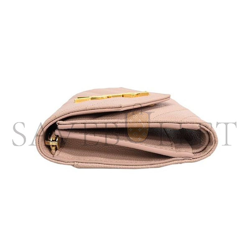YSL CASSANDRE MATELASSÉ COMPACT TRI FOLD WALLET IN GRAIN DE POUDRE LEATHER 403943 (12.5*10*2.5cm)