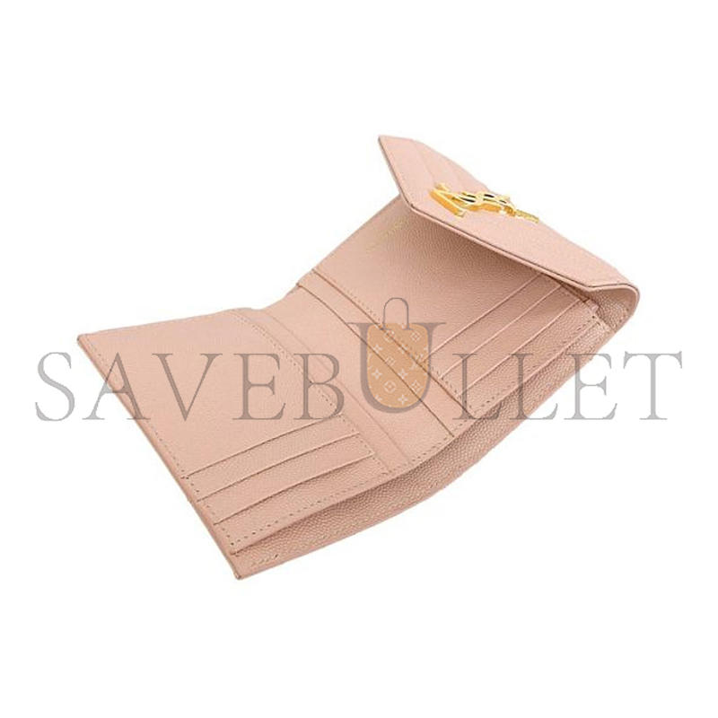 YSL CASSANDRE MATELASSÉ COMPACT TRI FOLD WALLET IN GRAIN DE POUDRE LEATHER 403943 (12.5*10*2.5cm)