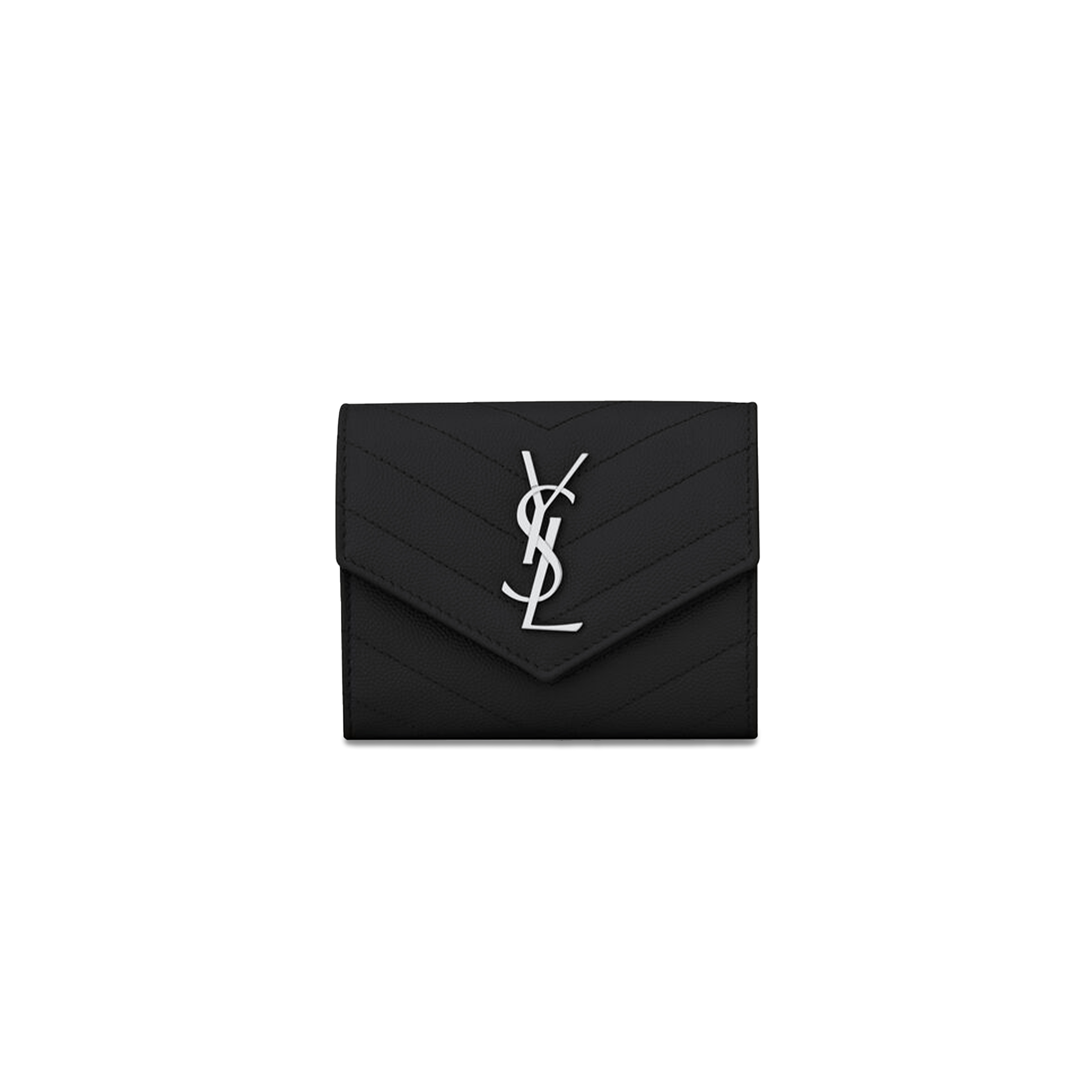 YSL CASSANDRE MATELASSÉ COMPACT TRI FOLD WALLET IN GRAIN DE POUDRE LEATHER 403943BOW021000 (12.5*10*2.5cm)