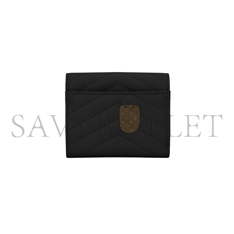 YSL CASSANDRE MATELASSÉ COMPACT TRI FOLD WALLET IN GRAIN DE POUDRE LEATHER 403943BOW021000 (12.5*10*2.5cm)