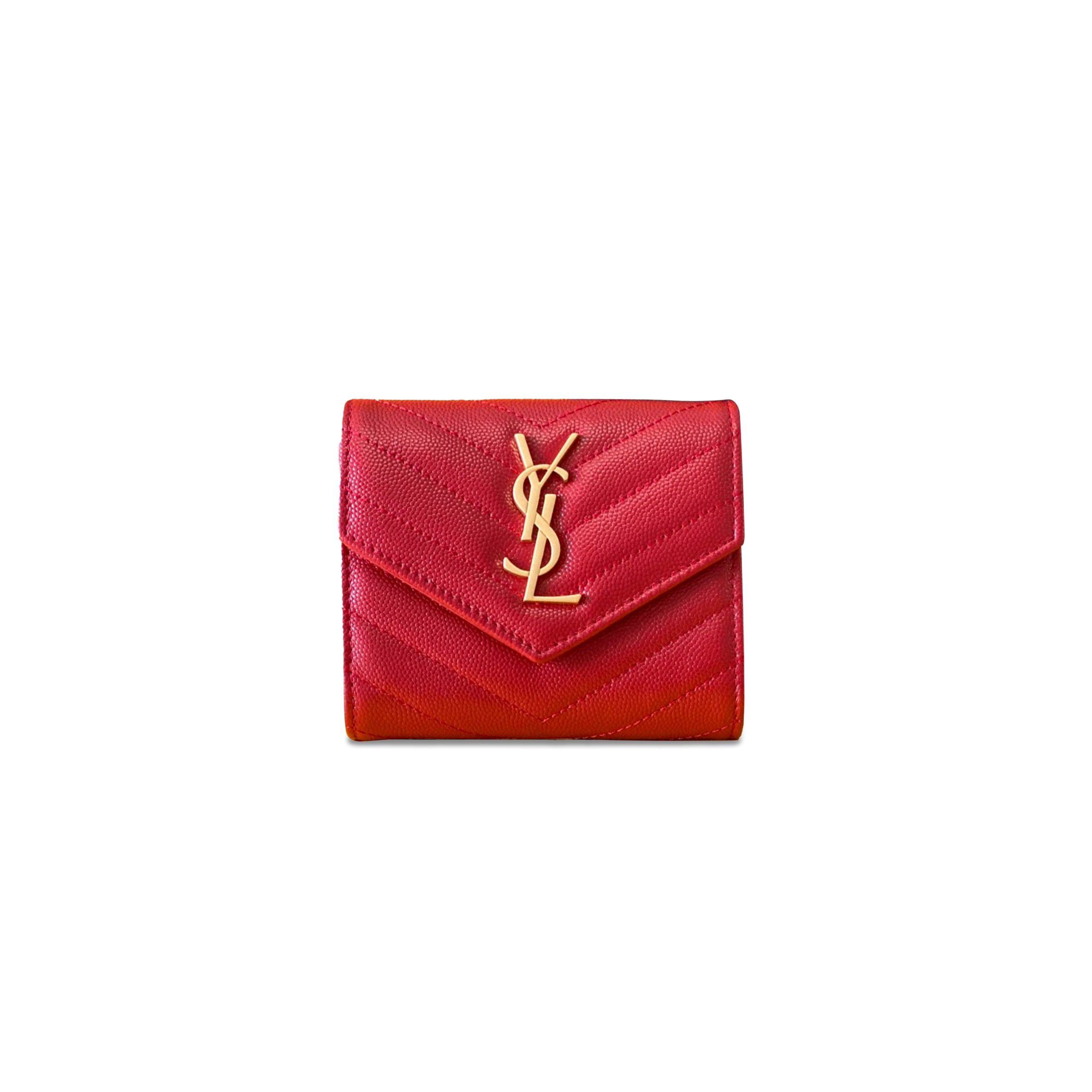 YSL CASSANDRE MATELASSÉ COMPACT TRI FOLD WALLET IN GRAIN DE POUDRE LEATHER 403943809056 (12.5*10*2.5cm)