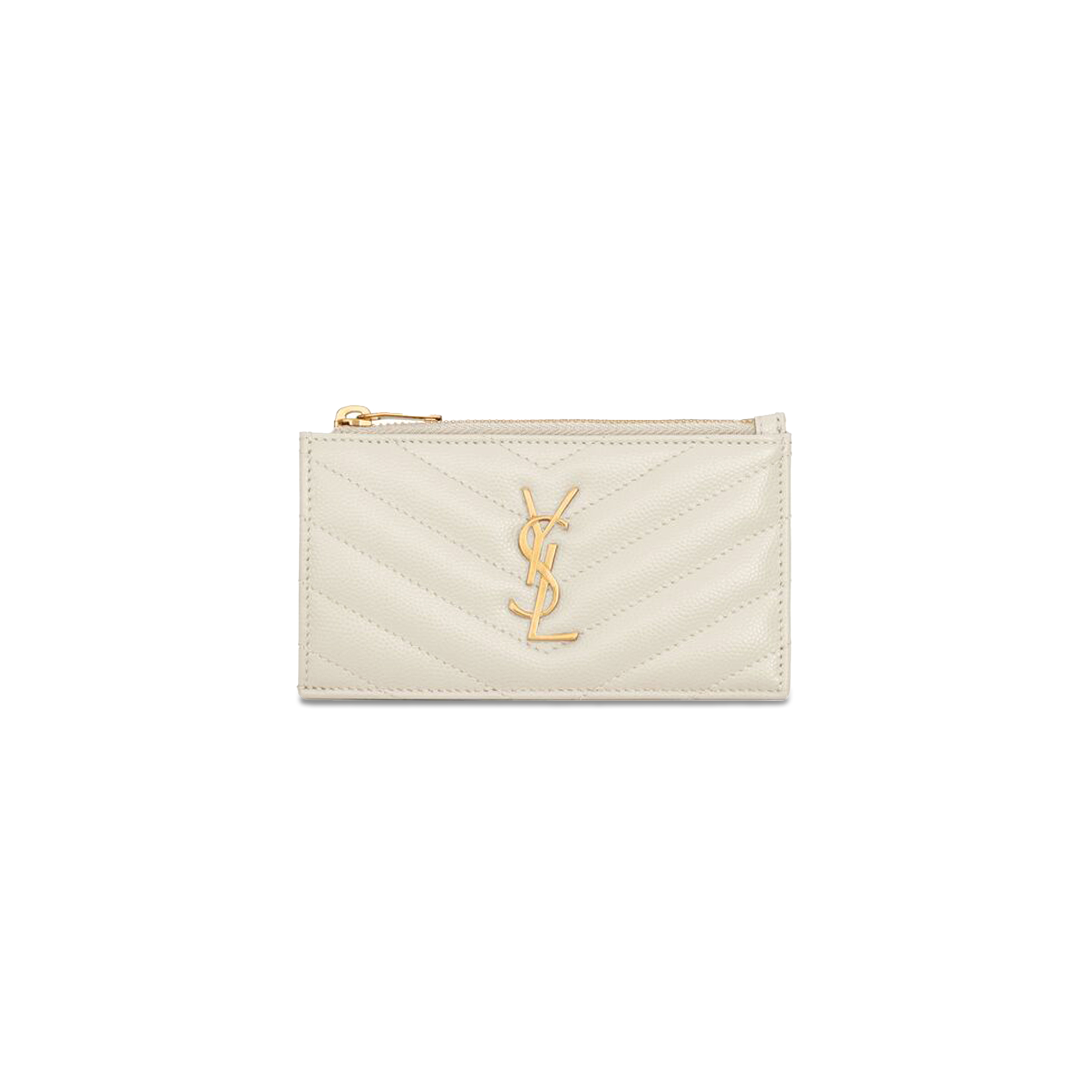 YSL CASSANDRE MATELASSÉ FRAGMENTS CARD CASE IN GRAIN DE POUDRE LEATHER 607915BOW019207 (13*8*2cm)