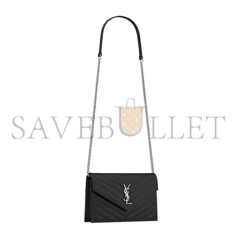 YSL CASSANDRE ENVELOPE CHAIN WALLET IN GRAIN DE POUDRE LEATHER 742920BOW021000 (19*12.5*3.5cm) YSL CASSANDRE ENVELOPE CHAIN WALLET IN GRAIN DE POUDRE LEATHER 742920BOW021000 (19*12.5*3.5cm)