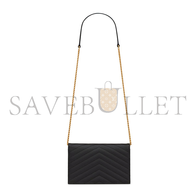 YSL CASSANDRE ENVELOPE CHAIN WALLET IN GRAIN DE POUDRE LEATHER 742920BOW011000 (19*12.5*3.5cm)