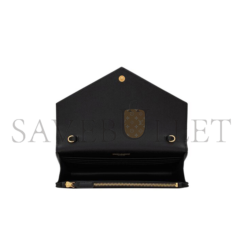 YSL CASSANDRE ENVELOPE CHAIN WALLET IN GRAIN DE POUDRE LEATHER 742920BOW011000 (19*12.5*3.5cm)