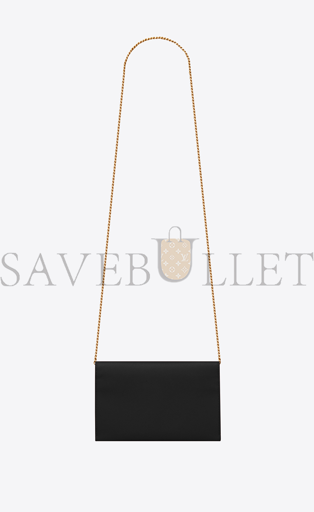 YSL UPTOWN CHAIN WALLET IN GRAIN DE POUDRE EMBOSSED LEATHER 6077881GF0J1000 (19*12*3cm)