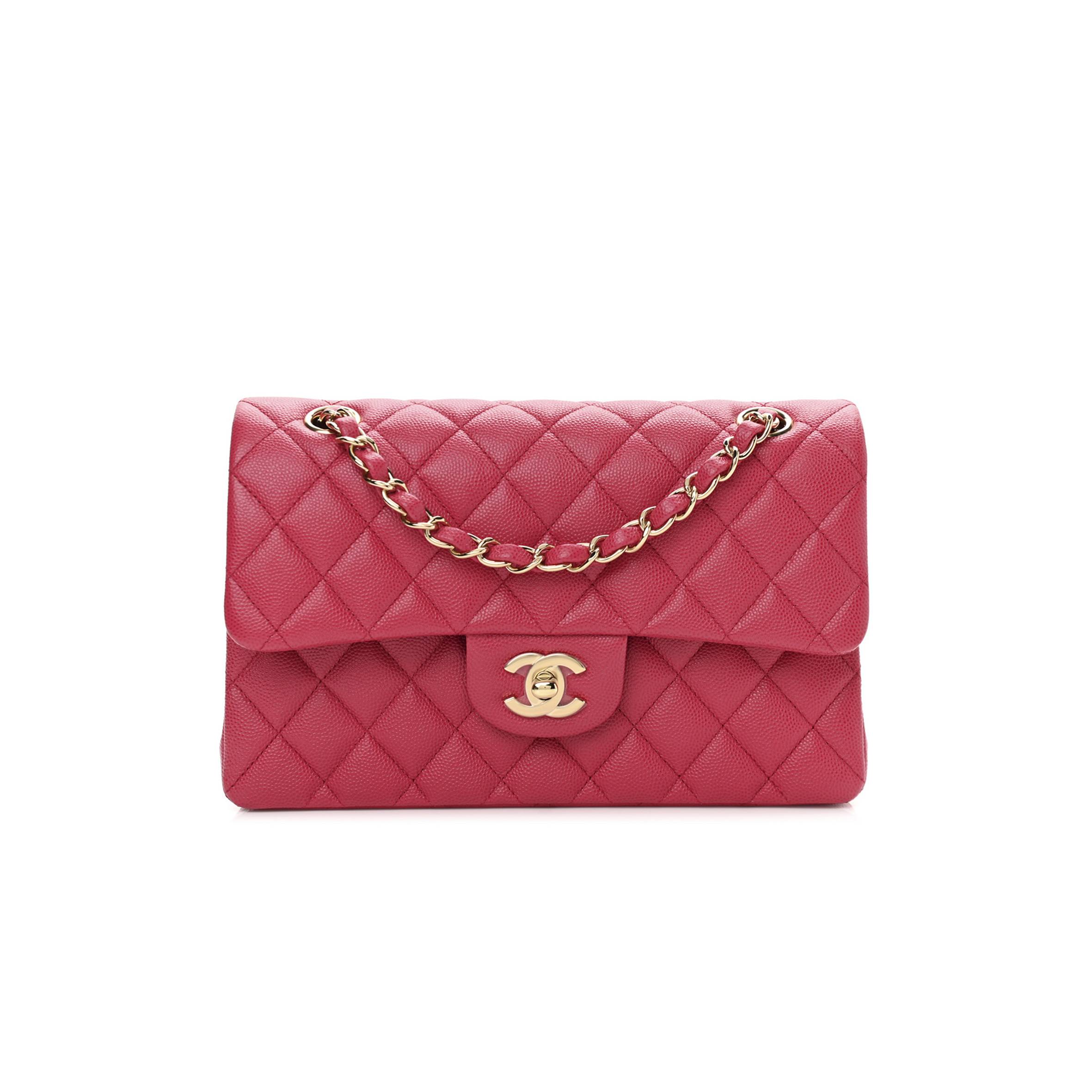 CHANEL CAVIAR QUILTED SMALL DOUBLE FLAP DARK PINK GOLD HARDWARE (23*13*6cm) CHANEL CAVIAR QUILTED SMALL DOUBLE FLAP DARK PINK GOLD HARDWARE (23*13*6cm)