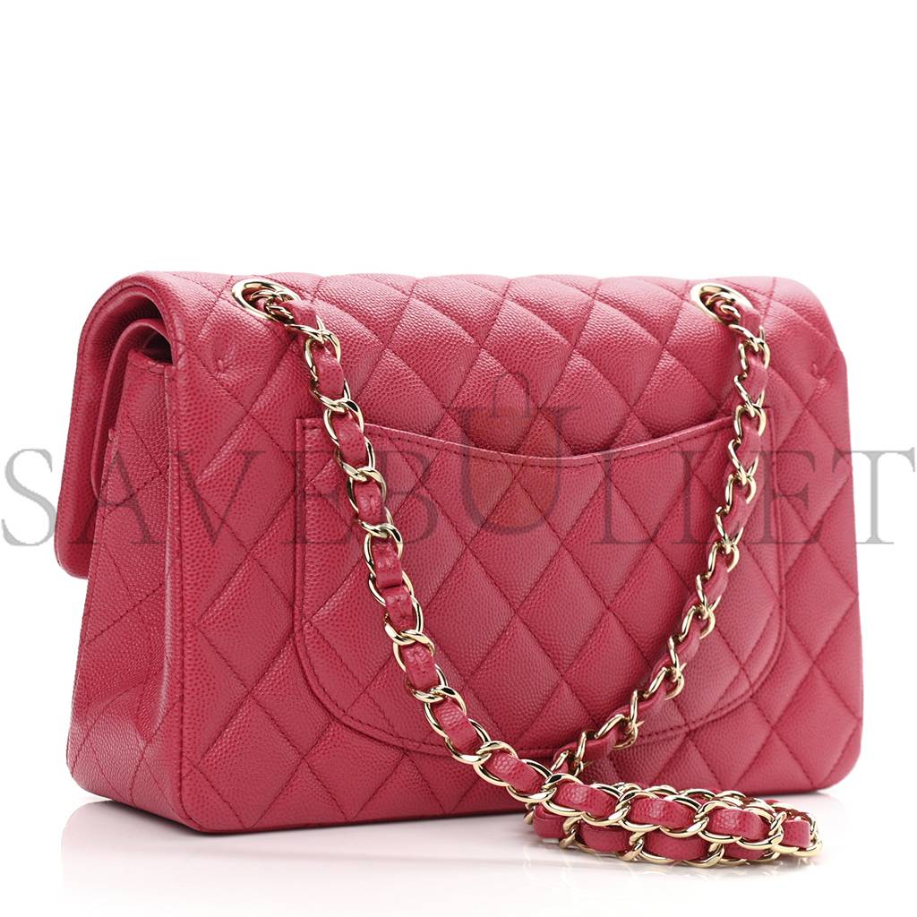 CHANEL CAVIAR QUILTED SMALL DOUBLE FLAP DARK PINK GOLD HARDWARE (23*13*6cm) CHANEL CAVIAR QUILTED SMALL DOUBLE FLAP DARK PINK GOLD HARDWARE (23*13*6cm)