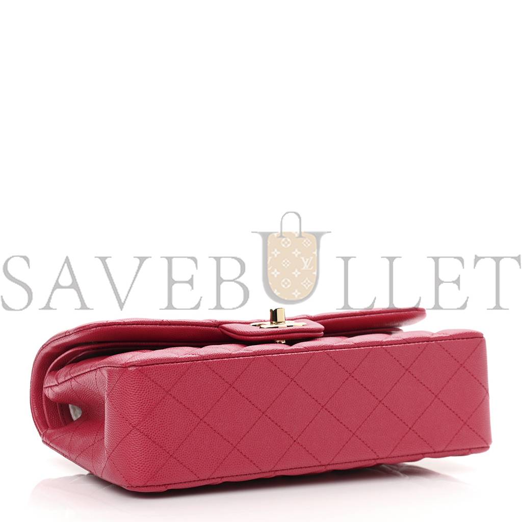 CHANEL CAVIAR QUILTED SMALL DOUBLE FLAP DARK PINK GOLD HARDWARE (23*13*6cm) CHANEL CAVIAR QUILTED SMALL DOUBLE FLAP DARK PINK GOLD HARDWARE (23*13*6cm)