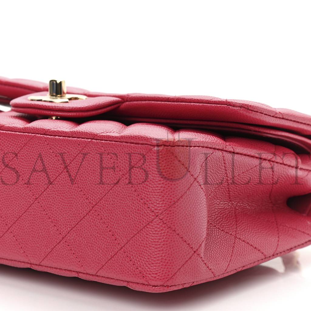 CHANEL CAVIAR QUILTED SMALL DOUBLE FLAP DARK PINK GOLD HARDWARE (23*13*6cm) CHANEL CAVIAR QUILTED SMALL DOUBLE FLAP DARK PINK GOLD HARDWARE (23*13*6cm)