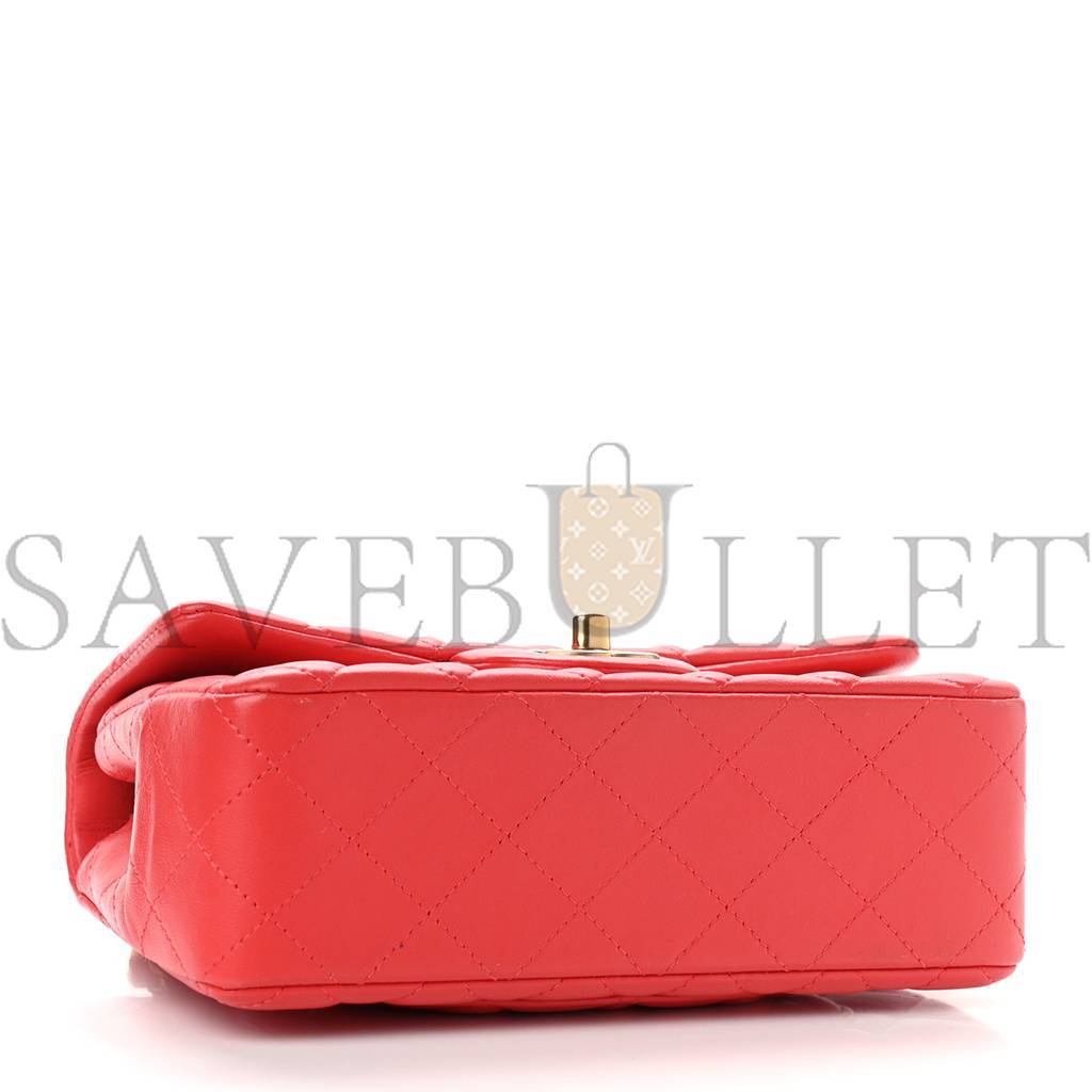 CHANEL LAMBSKIN QUILTED MINI RECTANGULAR FLAP RED (20*12*6cm) CHANEL LAMBSKIN QUILTED MINI RECTANGULAR FLAP RED (20*12*6cm)