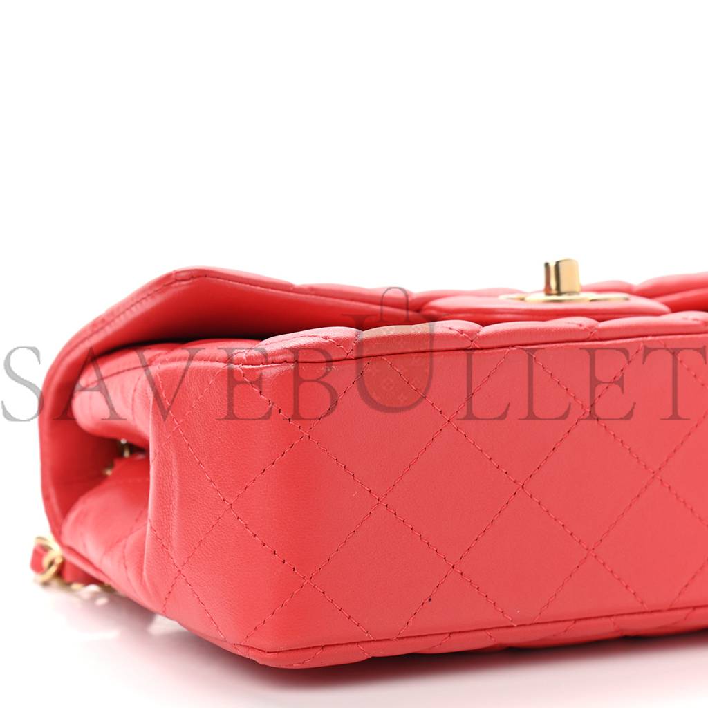 CHANEL LAMBSKIN QUILTED MINI RECTANGULAR FLAP RED (20*12*6cm) CHANEL LAMBSKIN QUILTED MINI RECTANGULAR FLAP RED (20*12*6cm)