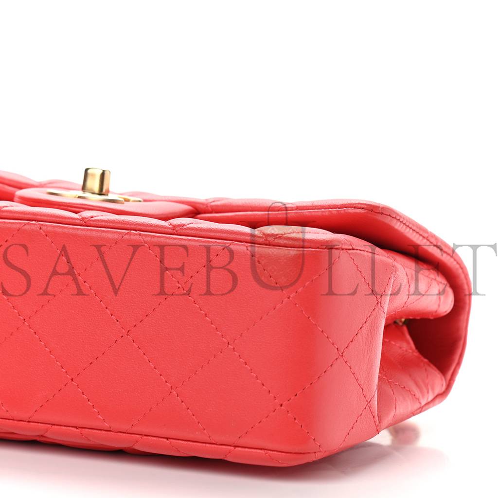 CHANEL LAMBSKIN QUILTED MINI RECTANGULAR FLAP RED (20*12*6cm) CHANEL LAMBSKIN QUILTED MINI RECTANGULAR FLAP RED (20*12*6cm)