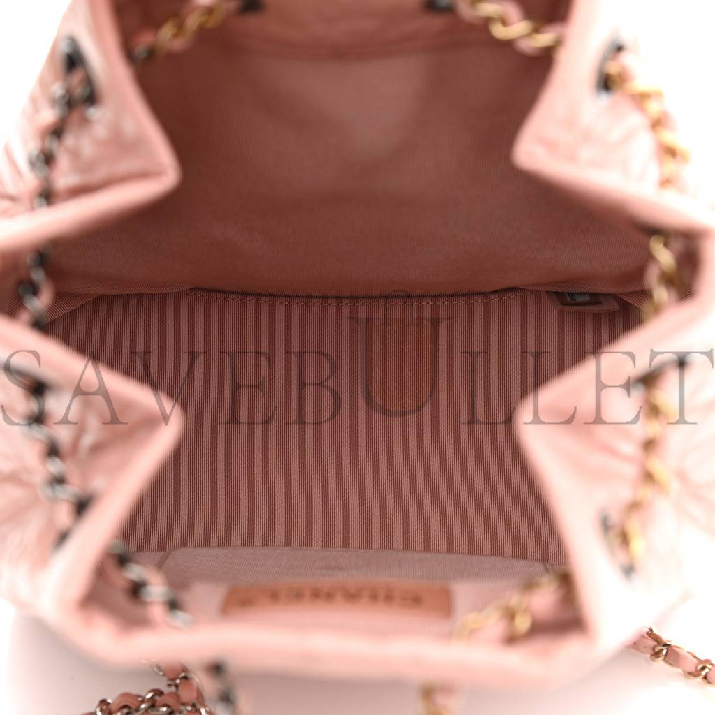 CHANEL AGED CALFSKIN QUILTED SMALL GABRIELLE BACKPACK PINK SILVER HARDWARE (23*21*10cm) CHANEL AGED CALFSKIN QUILTED SMALL GABRIELLE BACKPACK PINK SILVER HARDWARE (23*21*10cm)