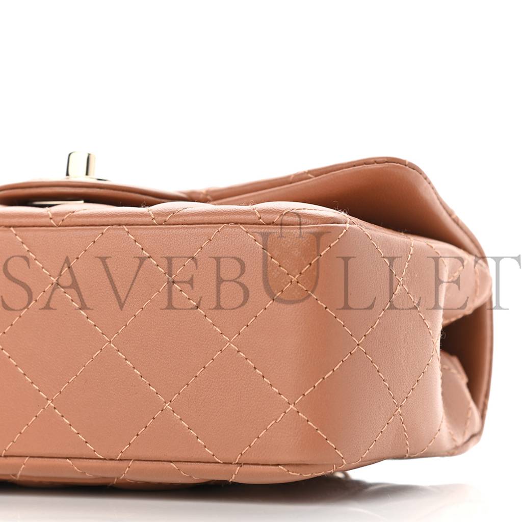 CHANEL LAMBSKIN QUILTED MINI RECTANGULAR FLAP BROWN ROSE GOLD HARDWARE (19*11*7cm) CHANEL LAMBSKIN QUILTED MINI RECTANGULAR FLAP BROWN ROSE GOLD HARDWARE (19*11*7cm)
