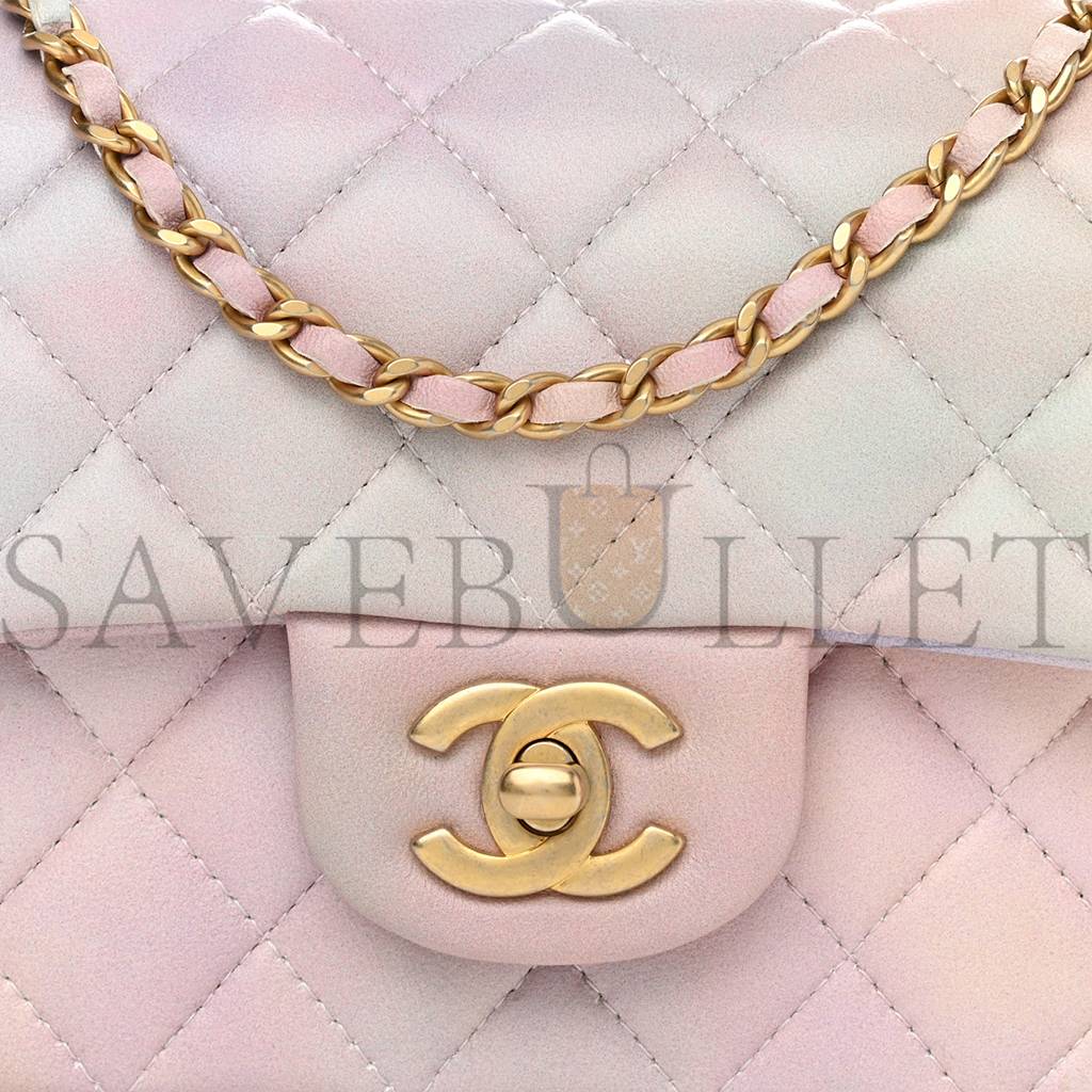 CHANEL LAMBSKIN QUILTED OMBRE MINI TOP HANDLE RECTANGULAR FLAP PINK MULTICOLOR GOLD HARDWARE (20*13*6cm) CHANEL LAMBSKIN QUILTED OMBRE MINI TOP HANDLE RECTANGULAR FLAP PINK MULTICOLOR GOLD HARDWARE (20*13*6cm)