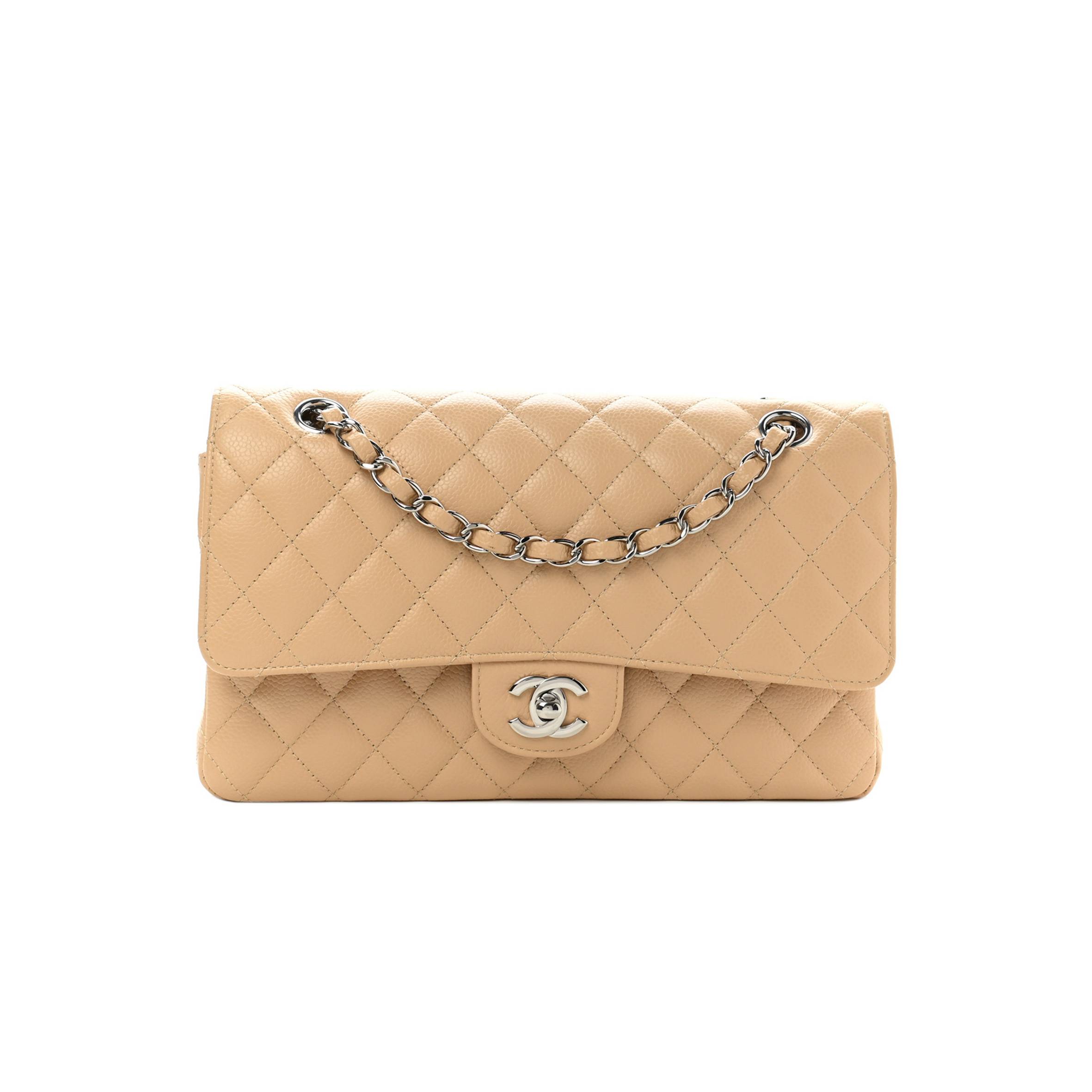 CHANEL CAVIAR QUILTED MEDIUM DOUBLE FLAP BEIGE CLAIR SILVER HARDWARE (25*15*7cm) CHANEL CAVIAR QUILTED MEDIUM DOUBLE FLAP BEIGE CLAIR SILVER HARDWARE (25*15*7cm)