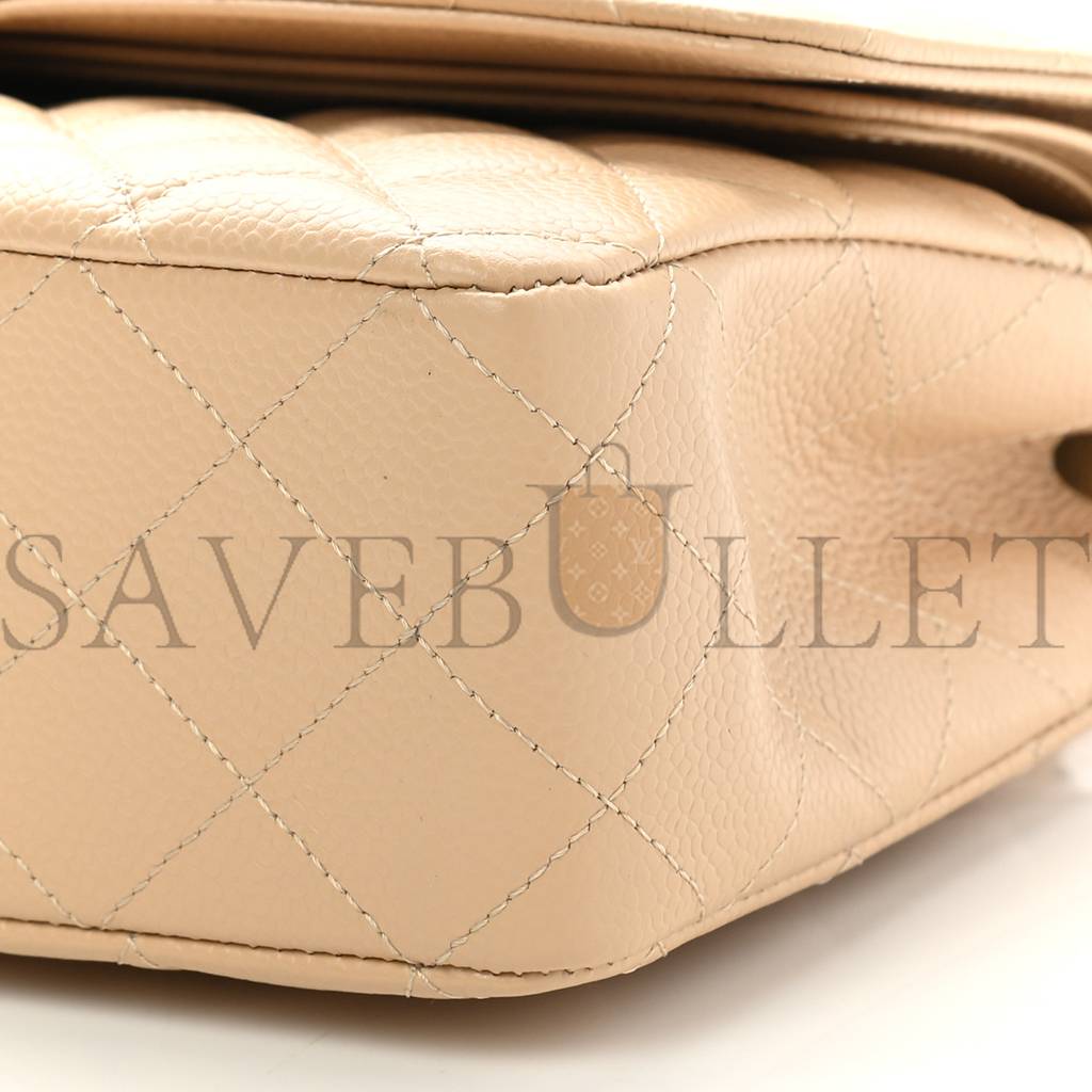 CHANEL CAVIAR QUILTED MEDIUM DOUBLE FLAP BEIGE CLAIR SILVER HARDWARE (25*15*7cm) CHANEL CAVIAR QUILTED MEDIUM DOUBLE FLAP BEIGE CLAIR SILVER HARDWARE (25*15*7cm)