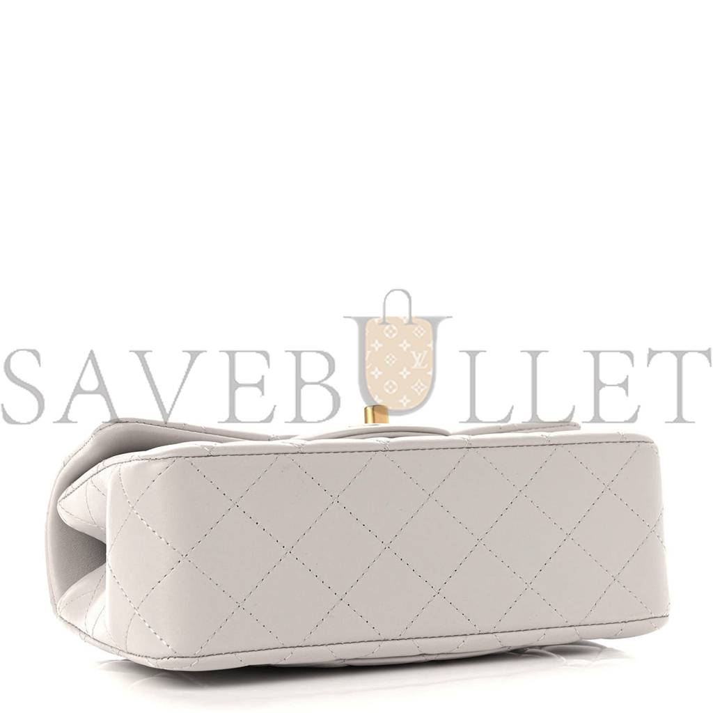 CHANEL LAMBSKIN QUILTED MINI TOP HANDLE RECTANGULAR FLAP GREY GOLD HARDWARE (20*13*6cm) CHANEL LAMBSKIN QUILTED MINI TOP HANDLE RECTANGULAR FLAP GREY GOLD HARDWARE (20*13*6cm)