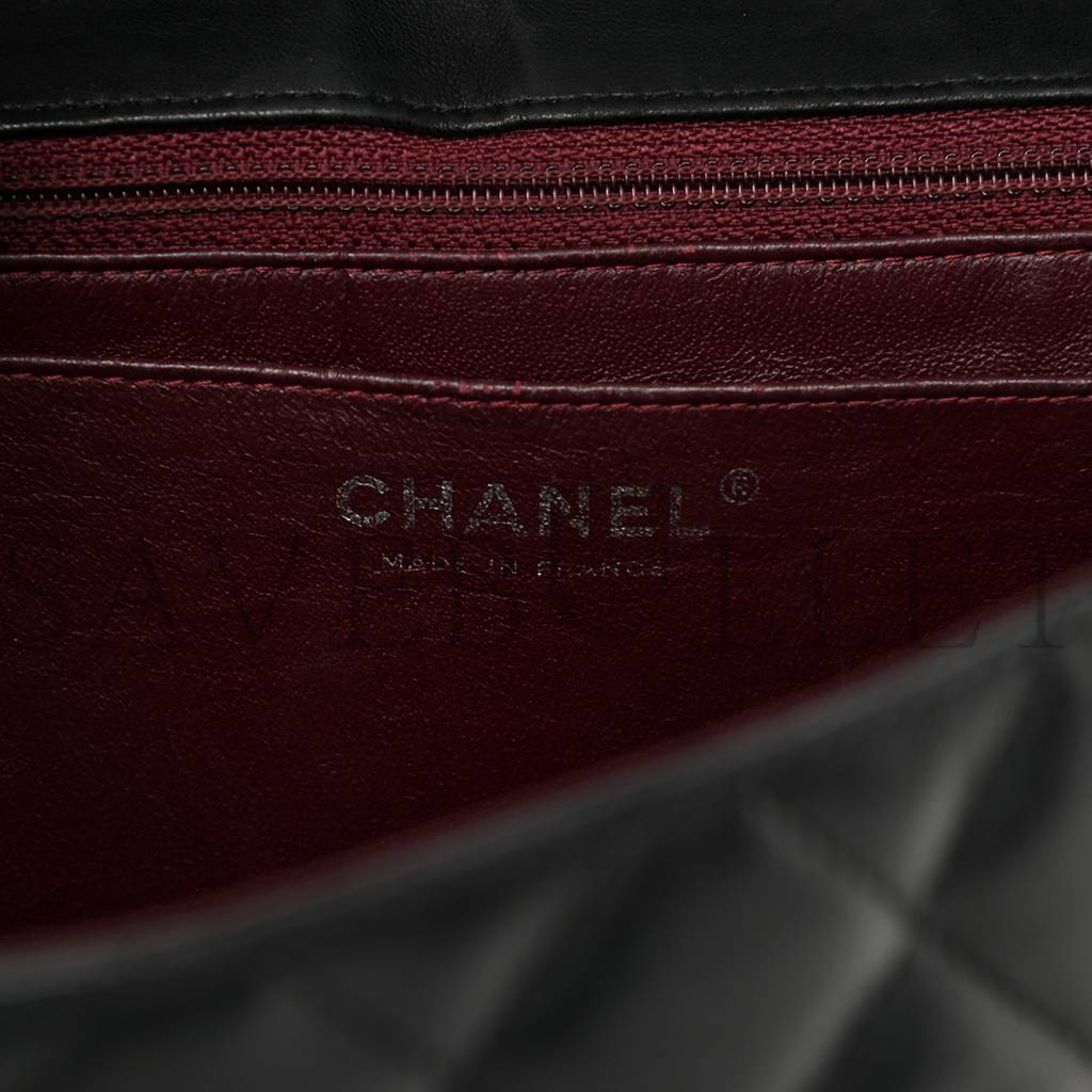 CHANEL LAMBSKIN QUILTED JUMBO SINGLE FLAP BLACK SILVER HARDWARE (30*20*9cm) CHANEL LAMBSKIN QUILTED JUMBO SINGLE FLAP BLACK SILVER HARDWARE (30*20*9cm)