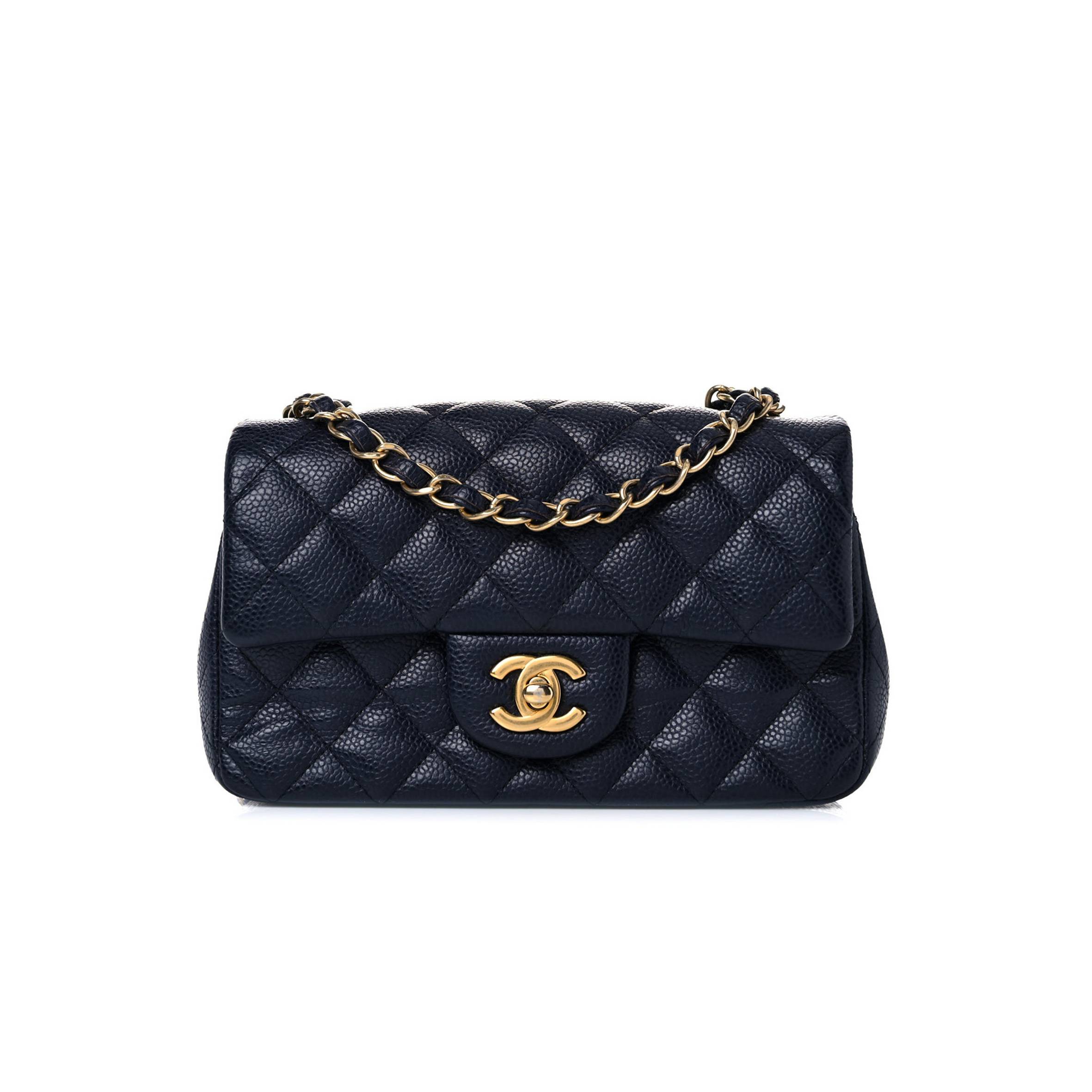 CHANEL CAVIAR QUILTED MINI RECTANGULAR FLAP NAVY GOLD HARDWARE (20.3*12.7*6.4cm) CHANEL CAVIAR QUILTED MINI RECTANGULAR FLAP NAVY GOLD HARDWARE (20.3*12.7*6.4cm)