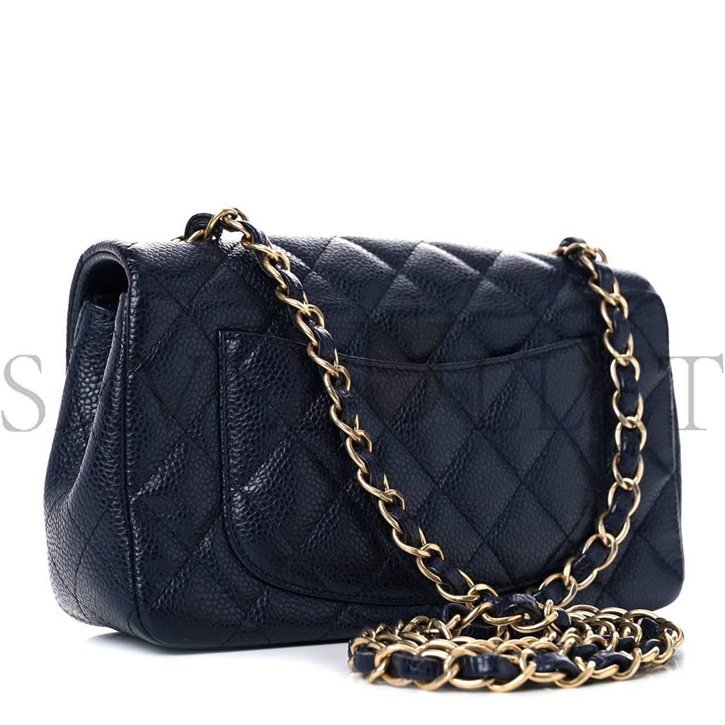 CHANEL CAVIAR QUILTED MINI RECTANGULAR FLAP NAVY GOLD HARDWARE (20.3*12.7*6.4cm) CHANEL CAVIAR QUILTED MINI RECTANGULAR FLAP NAVY GOLD HARDWARE (20.3*12.7*6.4cm)