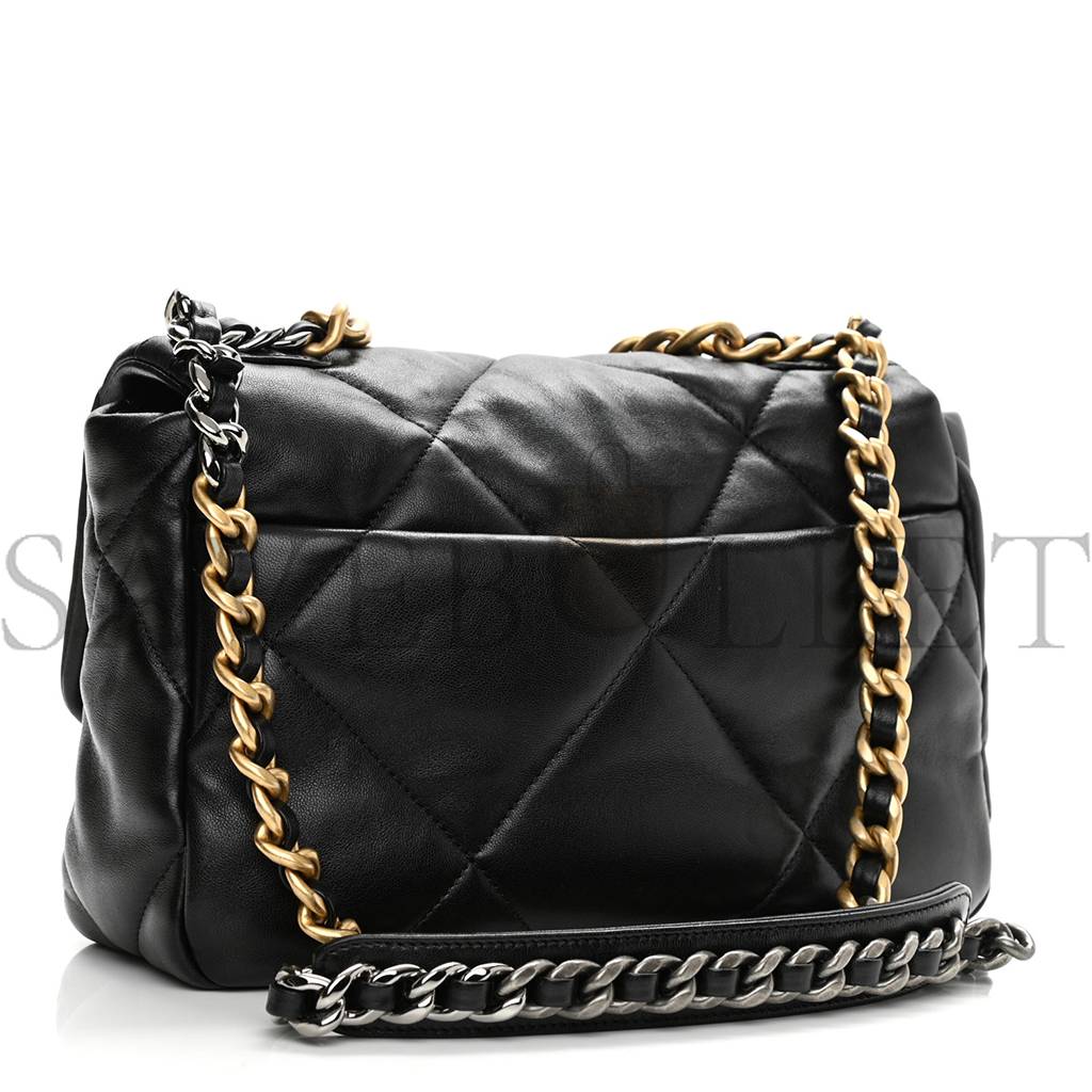 CHANEL GOATSKIN QUILTED MEDIUM CHANEL 19 FLAP BLACK GOLD HARDWARE (25*17*8cm) CHANEL GOATSKIN QUILTED MEDIUM CHANEL 19 FLAP BLACK GOLD HARDWARE (25*17*8cm)
