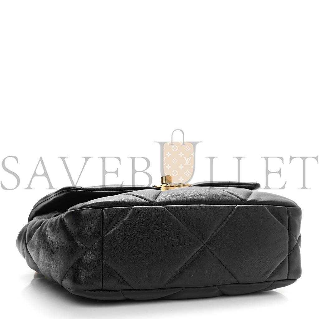 CHANEL GOATSKIN QUILTED MEDIUM CHANEL 19 FLAP BLACK GOLD HARDWARE (25*17*8cm) CHANEL GOATSKIN QUILTED MEDIUM CHANEL 19 FLAP BLACK GOLD HARDWARE (25*17*8cm)