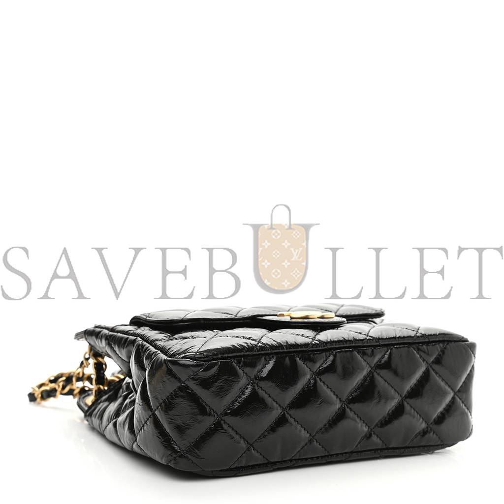 CHANEL SHINY CRUMPLED CALFSKIN QUILTED SMALL HOBO BLACK (18*15*6cm) CHANEL SHINY CRUMPLED CALFSKIN QUILTED SMALL HOBO BLACK (18*15*6cm)