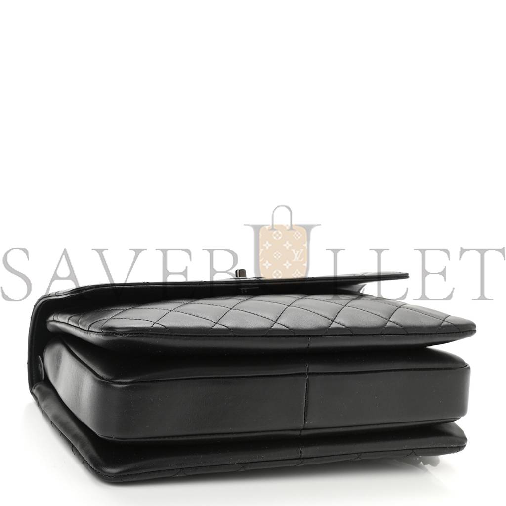 CHANEL LAMBSKIN QUILTED MEDIUM TRENDY CC DUAL HANDLE FLAP BAG SO BLACK BLACK HARDWARE (25*18*10cm) CHANEL LAMBSKIN QUILTED MEDIUM TRENDY CC DUAL HANDLE FLAP BAG SO BLACK BLACK HARDWARE (25*18*10cm)