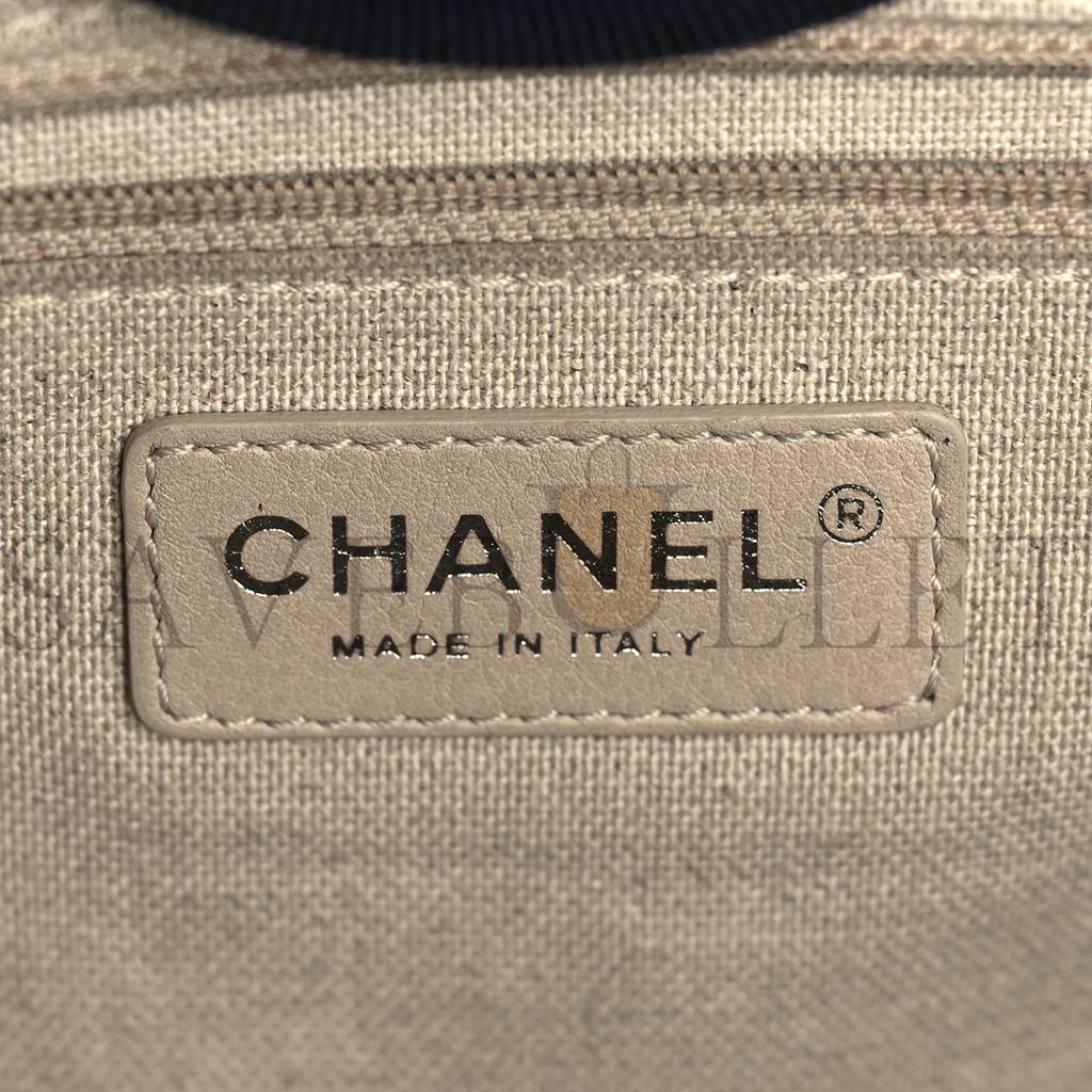 CHANEL MIXED FIBERS CALFSKIN MEDIUM DEAUVILLE TOTE NAVY BLUE (38*29*23cm) CHANEL MIXED FIBERS CALFSKIN MEDIUM DEAUVILLE TOTE NAVY BLUE (38*29*23cm)
