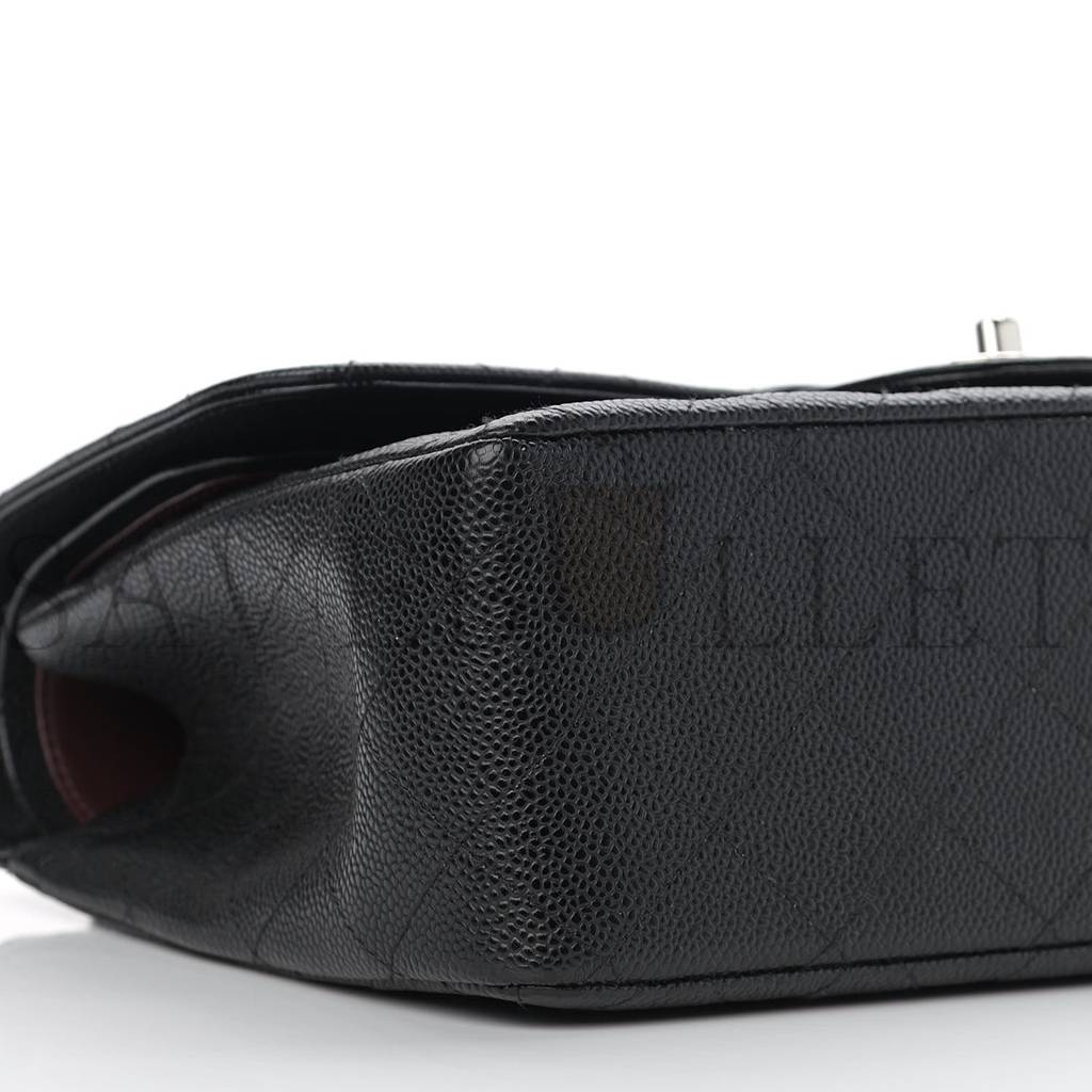 CHANEL CAVIAR QUILTED JUMBO DOUBLE FLAP BLACK SILVER HARDWARE (30*20*9cm) CHANEL CAVIAR QUILTED JUMBO DOUBLE FLAP BLACK SILVER HARDWARE (30*20*9cm)