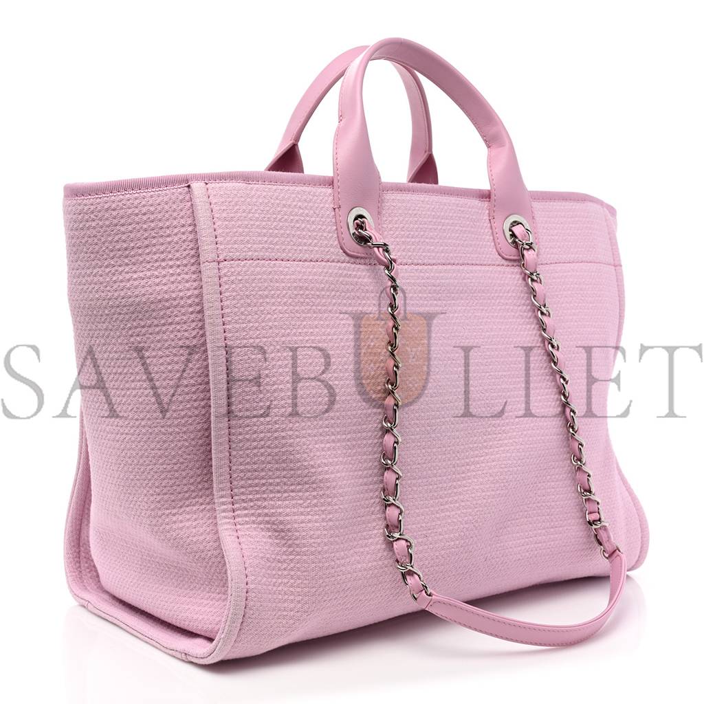 CHANEL MIXED FIBERS MEDIUM DEAUVILLE TOTE PINK (38*28*19cm) CHANEL MIXED FIBERS MEDIUM DEAUVILLE TOTE PINK (38*28*19cm)