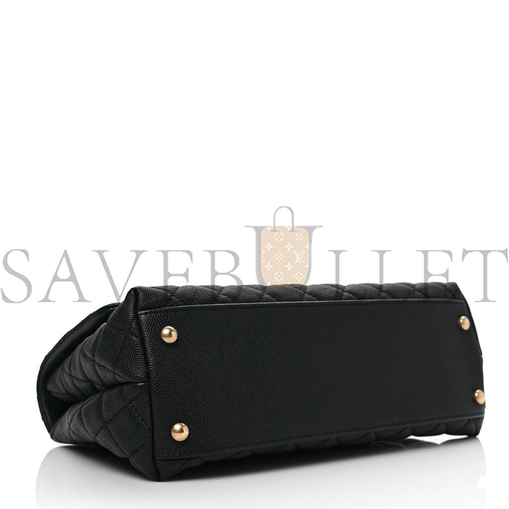 CHANEL CAVIAR LIZARD EMBOSSED QUILTED SMALL COCO HANDLE FLAP BLACK GOLD HARDWARE (29*18*11cm) CHANEL CAVIAR LIZARD EMBOSSED QUILTED SMALL COCO HANDLE FLAP BLACK GOLD HARDWARE (29*18*11cm)