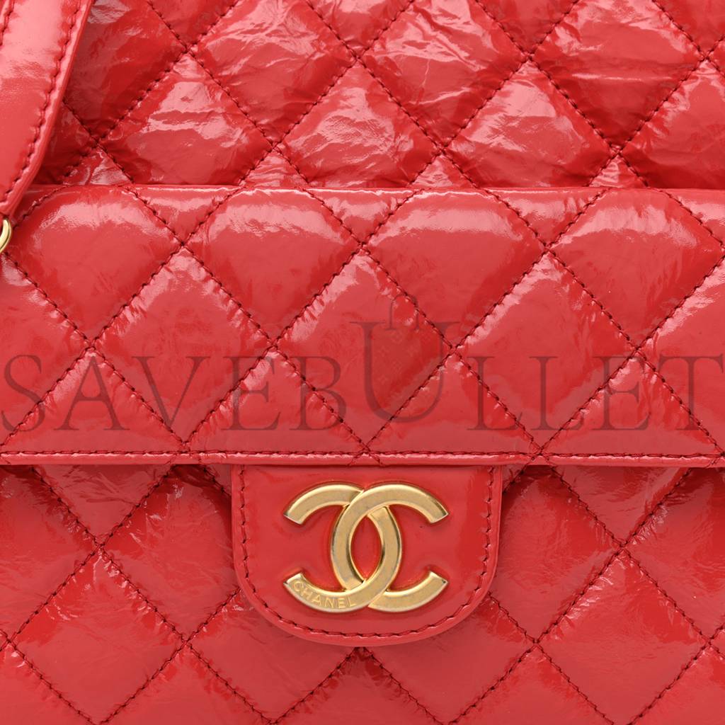 CHANEL SHINY CRUMPLED CALFSKIN QUILTED SMALL HOBO RED GOLD HARDWARE (22*17*7cm) CHANEL SHINY CRUMPLED CALFSKIN QUILTED SMALL HOBO RED GOLD HARDWARE (22*17*7cm)