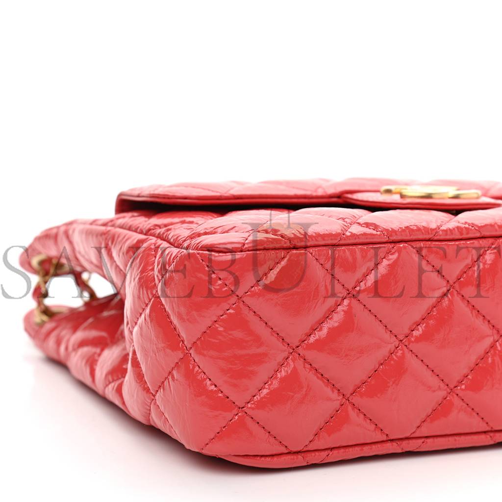 CHANEL SHINY CRUMPLED CALFSKIN QUILTED SMALL HOBO RED GOLD HARDWARE (22*17*7cm) CHANEL SHINY CRUMPLED CALFSKIN QUILTED SMALL HOBO RED GOLD HARDWARE (22*17*7cm)
