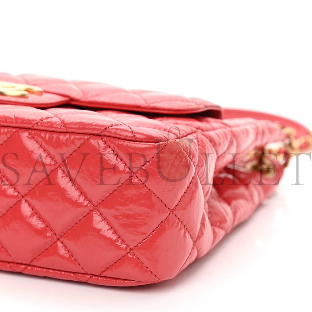 CHANEL SHINY CRUMPLED CALFSKIN QUILTED SMALL HOBO RED GOLD HARDWARE (22*17*7cm) CHANEL SHINY CRUMPLED CALFSKIN QUILTED SMALL HOBO RED GOLD HARDWARE (22*17*7cm)