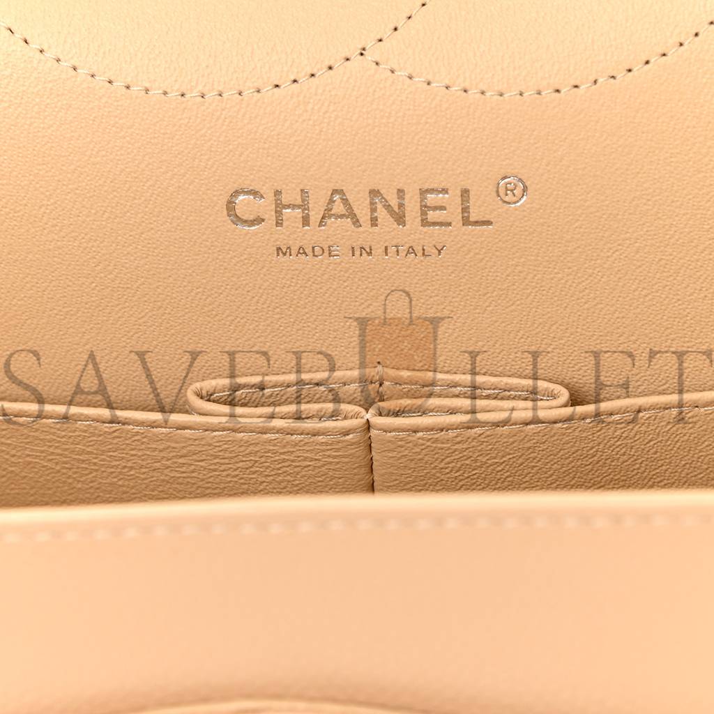 CHANEL CAVIAR QUILTED JUMBO DOUBLE FLAP BEIGE SILVER HARDWARE (30*19*9cm) CHANEL CAVIAR QUILTED JUMBO DOUBLE FLAP BEIGE SILVER HARDWARE (30*19*9cm)