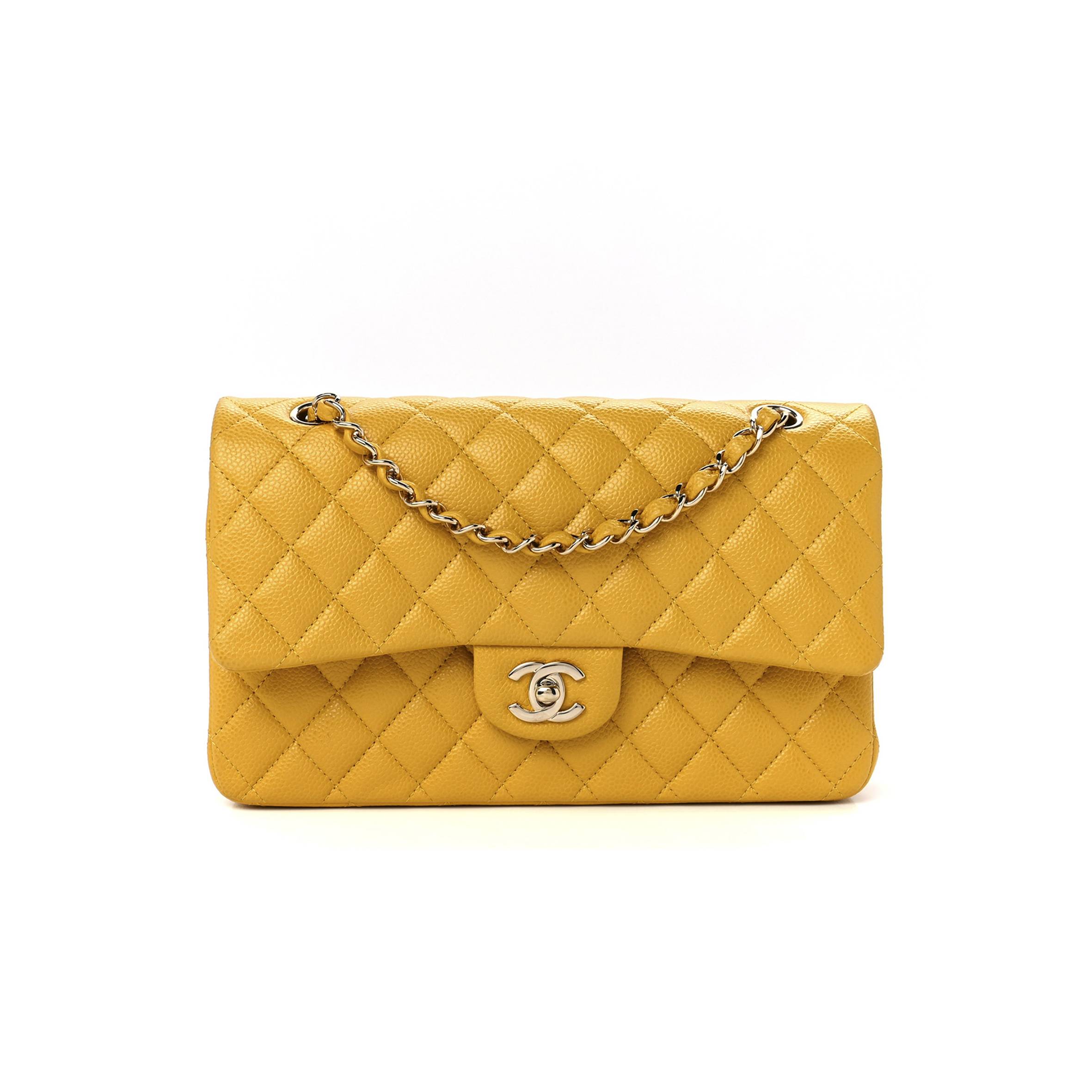 CHANEL CAVIAR QUILTED MEDIUM DOUBLE FLAP YELLOW (25*15*6cm) CHANEL CAVIAR QUILTED MEDIUM DOUBLE FLAP YELLOW (25*15*6cm)