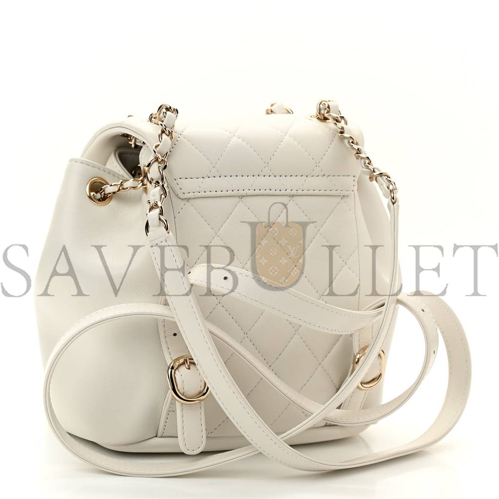 CHANEL LAMBSKIN QUILTED SMALL DUMA DRAWSTRING BACKPACK WHITE (19*17*12cm) CHANEL LAMBSKIN QUILTED SMALL DUMA DRAWSTRING BACKPACK WHITE (19*17*12cm)